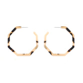 Octagon Leopard Hoop Earrings - Light